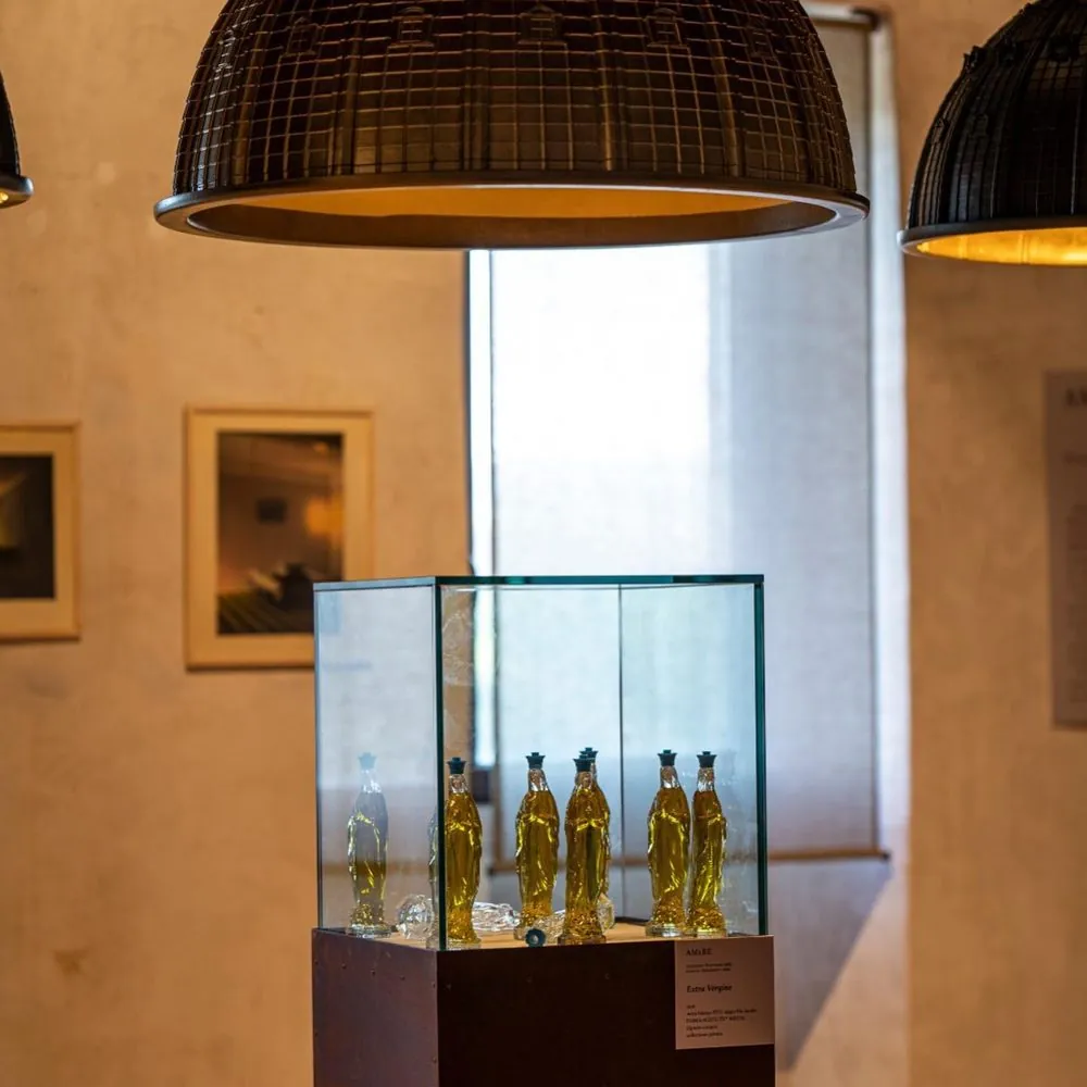 La teca con le oliere Extra Vergine nella sala del Museo di Palazzo Doebbing, Sutri 2022